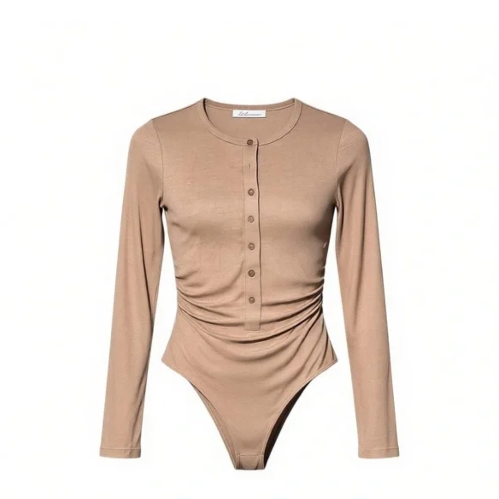 Betro Simone Cash Bodysuit USA Ribbed Tan Brown Size S NEW